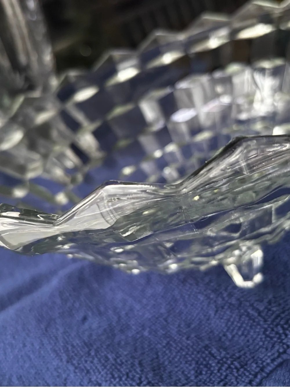Clear Pressed Glass Footed Bowl - Scalloped Edge